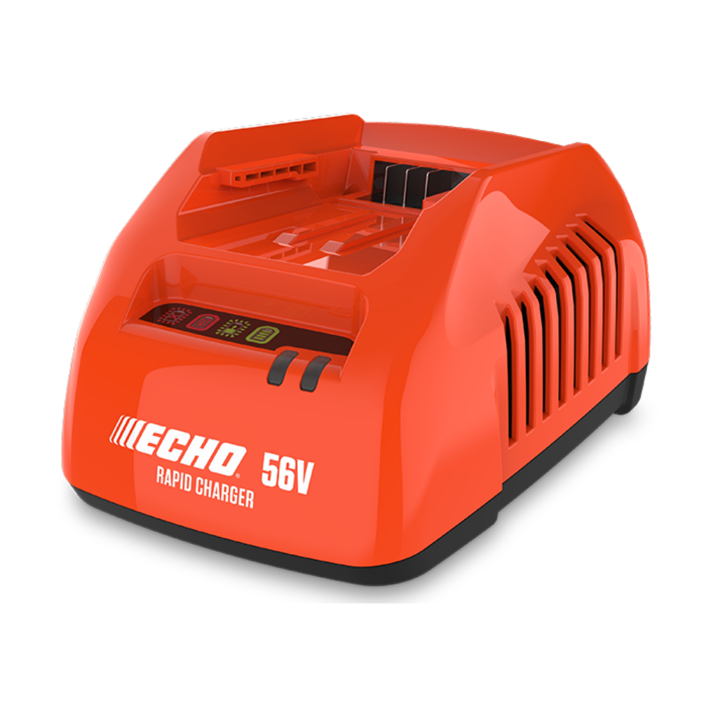 The Echo LC-56V4AAB 56V 4A RAPID CHARGER quickly powers tool batteries and features indicator lights plus side ventilation slots.