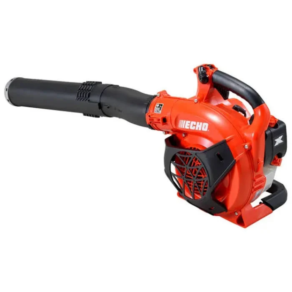 The Echo PB-2620 ECHO 25.4CC HH Blower is a red and black handheld leaf blower featuring a long nozzle, visible air intake, and an ergonomic handle for comfortable use.