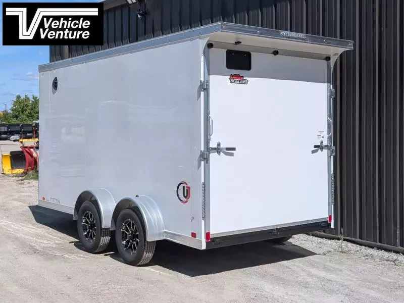 2026 UNITED TRAILER 7X14 FLAT TOP V-NOSE 12" EXTRA HEIGHT RAMP DOOR WHITE - Image 2