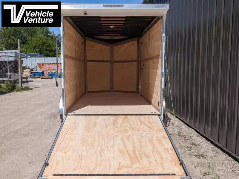 2026 UNITED TRAILER 7X14 FLAT TOP V-NOSE 12" EXTRA HEIGHT RAMP DOOR WHITE - Image 6