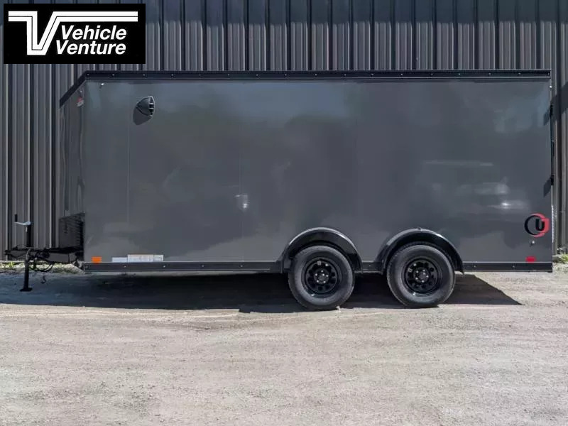 2026 UNITED TRAILER 7X16 FLAT TOP V-NOSE 6" EXTRA HEIGHT RAMP DOOR BATTLESHIP GRAY - Image 4