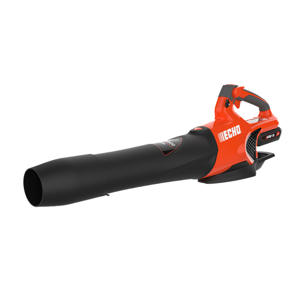 The ECHO 56V XSeries Handheld Blower with charger features a wide nozzle and ergonomic handle, shown on a white background.