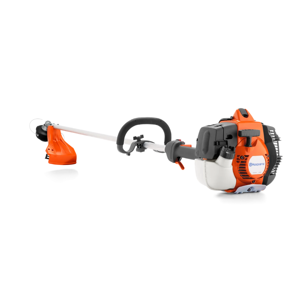 The HUSQVARNA 535LS PRO TRIMMER is a gas-powered string trimmer featuring an orange and silver engine, black handle, and curved shaft with an orange trimmer head.