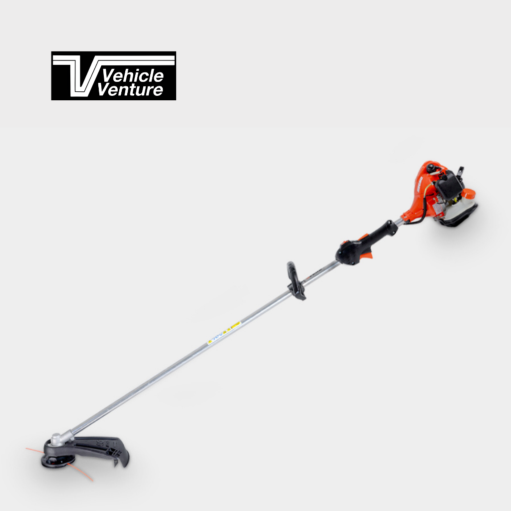 The ECHO 21.2 CC TRIMMER STRAIGHT SHAFT, featuring an orange engine, silver shaft, and black handle, is shown on a light gray background with a Vehicle Venture logo in the corner.